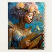 Vrouw Spelen Lute Afro-Amerikaanse Fantasy Art Planner (Achterkant)