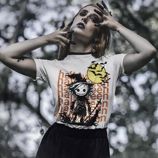 Vrouw Spooky Funny Retro Halloween Scarecrow T-shi T-shirt