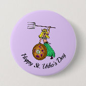 Vrouw St. Urho's Day Round Button (Voorkant)