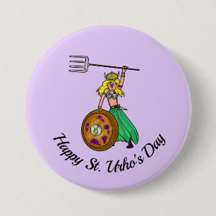 Vrouw St. Urho's Day Round Button