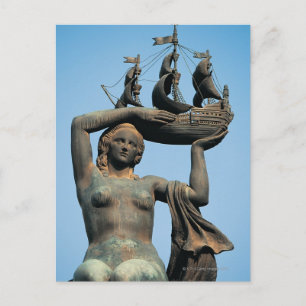 Vrouw standbeeld holding schip, Barcelona Briefkaart