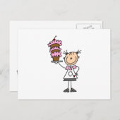 Vrouw Stick Figuur Baker Briefkaart (Voorkant / Achterkant)