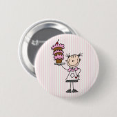 Vrouw Stick Figuur Baker Ronde Button 5,7 Cm (Voorkant /achterkant)