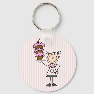 Vrouw Stick Figuur Baker Sleutelhanger