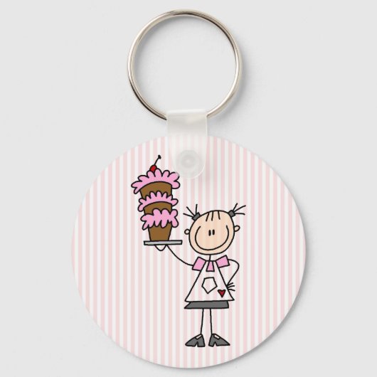 Vrouw Stick Figuur Baker Sleutelhanger (Voorkant)