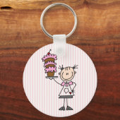 Vrouw Stick Figuur Baker Sleutelhanger (Voorkant)