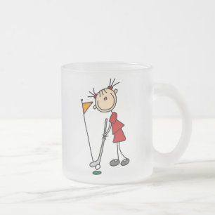 Vrouw Stick Figuur Golfer Matglas Koffiemok