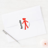Vrouw stick figuur ronde sticker (Envelop)