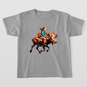 vrouw student rijden een eland t-shirt
