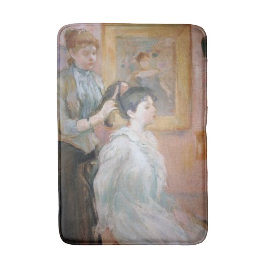 Vrouw Styling Dochter Haar (door Berthe Morisot) Badmat (Voorkant Verticaal)
