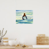 Vrouw Surfer in prachtige zon Poster (Keuken)