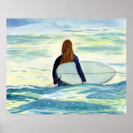 Vrouw Surfer in prachtige zon Poster
