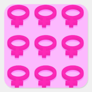 VROUW SYMBOLEN VIERKANTE STICKER