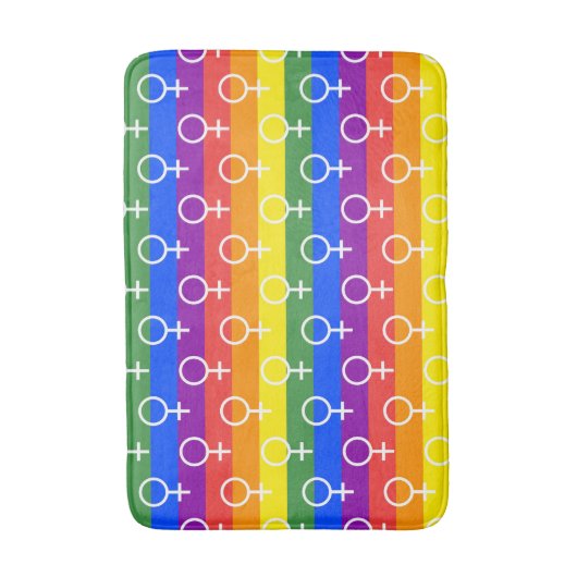 Vrouw Symbool regenboogpatroon Badmat (Voorkant Verticaal)