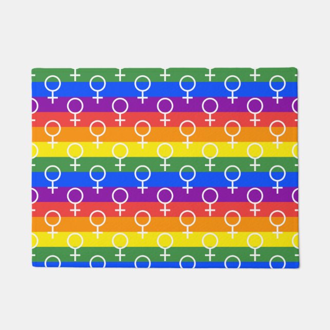 Vrouw Symbool regenboogpatroon Deurmat (Voorkant)