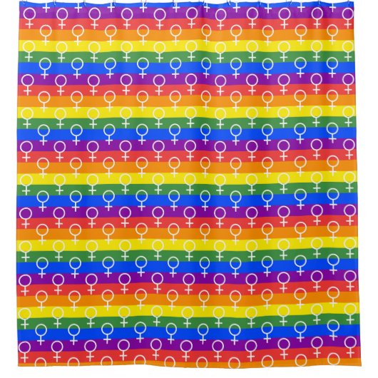 Vrouw Symbool regenboogpatroon Douchegordijn (Voorkant)