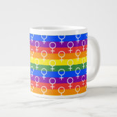 Vrouw Symbool regenboogpatroon Extra Grote Beker (Voorkant rechts)