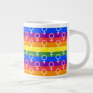 Vrouw Symbool regenboogpatroon Extra Grote Beker