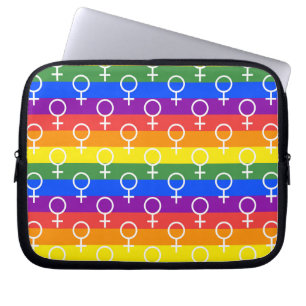 Vrouw Symbool regenboogpatroon Laptop Sleeve