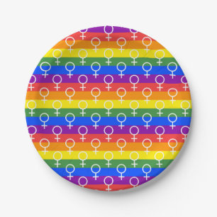 Vrouw Symbool regenboogpatroon Papieren Bordje