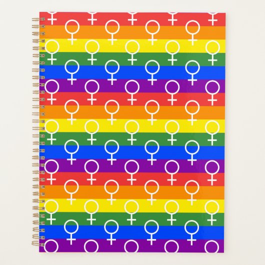 Vrouw Symbool regenboogpatroon Planner (Voorkant)