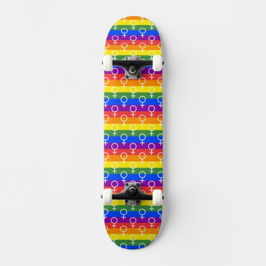 Vrouw Symbool regenboogpatroon Skateboard (Voorkant)