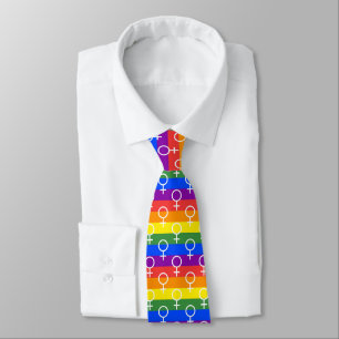 Vrouw Symbool regenboogpatroon Stropdas