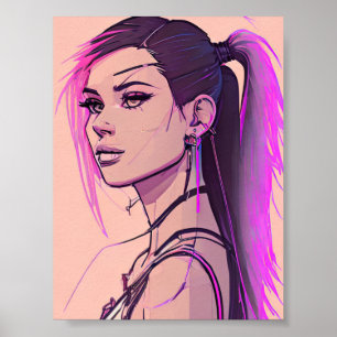 Vrouw synthwave-punk poster