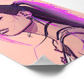 Vrouw synthwave-punk poster (Hoek)