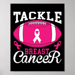 Vrouw Tackle Voetbal Roze Lint Borstkanker Award Poster