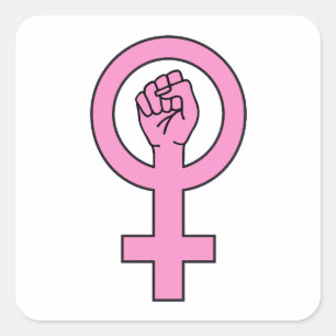 vrouw teken vierkante sticker