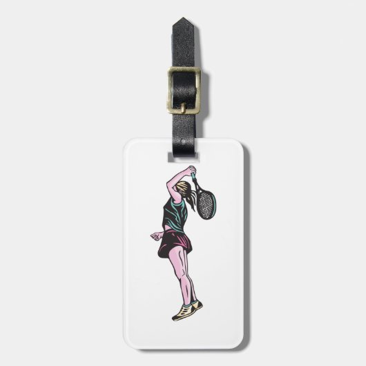 Vrouw Tennis Player Bagagelabel (Voorkant verticaal)
