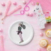 Vrouw Tennis Player Papieren Bordje (Feest)