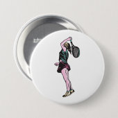 Vrouw Tennis Player Ronde Button 7,6 Cm (Voorkant /achterkant)