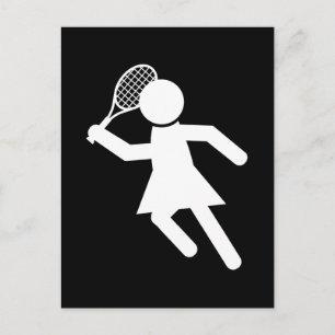 Vrouw Tennis Player - Tennis-symbool (op zwart) Briefkaart