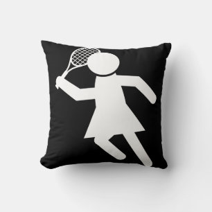 Vrouw Tennis Player - Tennis-symbool (op zwart) Kussen