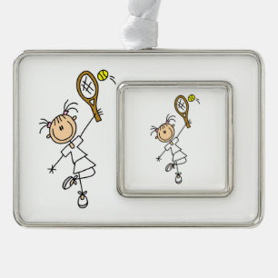 Vrouw Tennis Player Verzilverd Kader Ornament