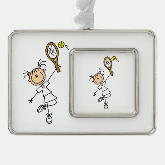 Vrouw Tennis Player Verzilverd Kader Ornament (Voorkant)