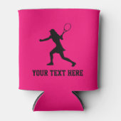 Vrouw tennis silhoutte aangepaste roze koelboxxen blikjeskoeler (Voorkant)