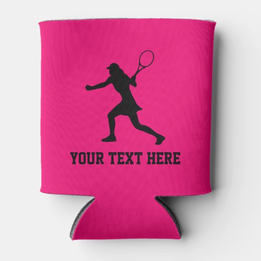 Vrouw tennis silhoutte aangepaste roze koelboxxen blikjeskoeler (Voorkant)