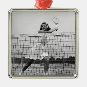Vrouw Tennis spelen Metalen Ornament