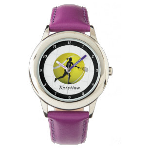 Vrouw Tennisser Silhouet Meisjes Naam Bal Horloge
