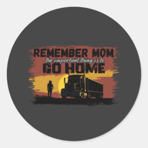 Vrouw Trucker Mom Road Journey Familie Love Design Ronde Sticker