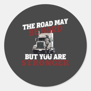 Vrouw Trucker sterke weg veerkrachtige reis trots Ronde Sticker
