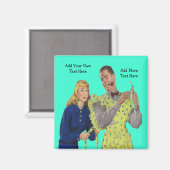 Vrouw Tying Haar Man's Schort Funny Retro Magnet Magneet (Voorkant / Achterkant)