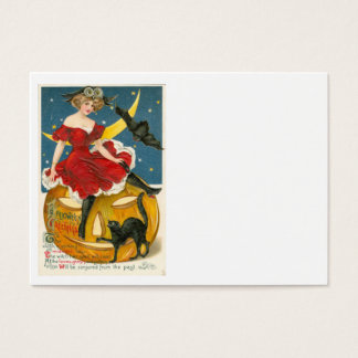 Vrouw Uil Bat Crescent Moon Jack O' Lantern Visitekaartje