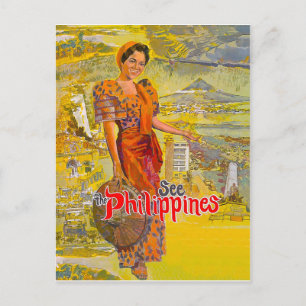 Vrouw uit de Filipijnen, vintage reis Briefkaart