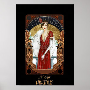 vrouw uit de jaren 20 in het rood poster