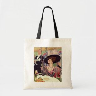 Vrouw uit vroeger tijden die sigaret rookt en cham tote bag