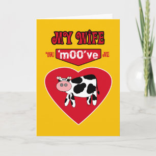 Vrouw Valentijn Landelijke Humor met een Koe Feestdagen Kaart